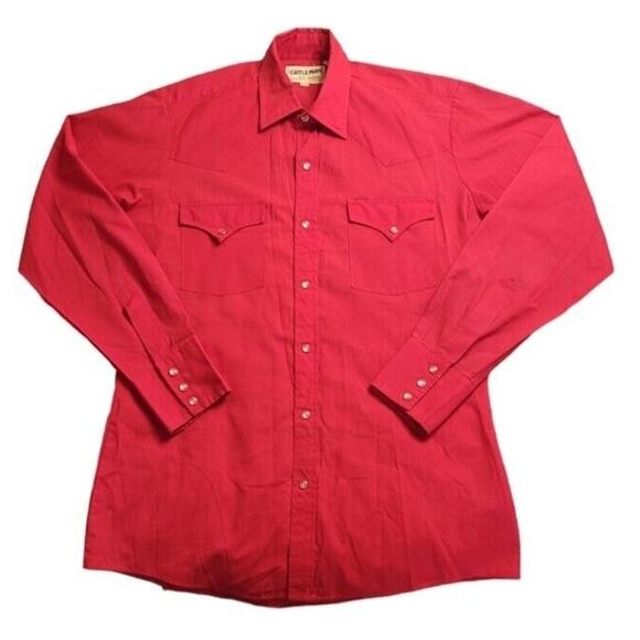 Ely Cattleman Red Pearl Snap Western Shirt M (15-33) – Flaw at Hem – EUC - Picture 2 of 9